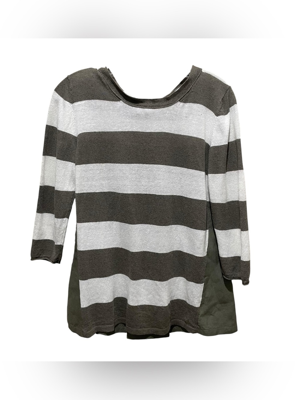 Le Tricot Perugia Linen Cotton Striped Top Green Women’s Approx Size Small Italy